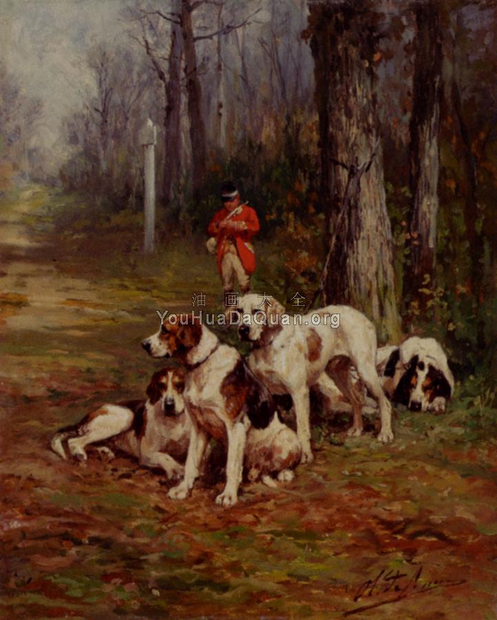 hunting dogs at rest - 查尔斯·奥利维尔·德·佩尼